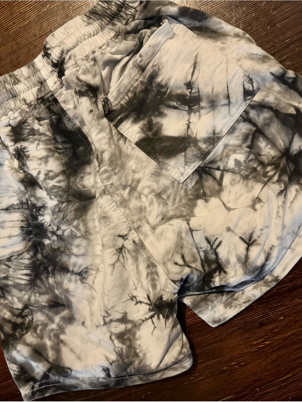 Men's Black & White Tie-Dye Athletic Shorts - Picture 4 of 4